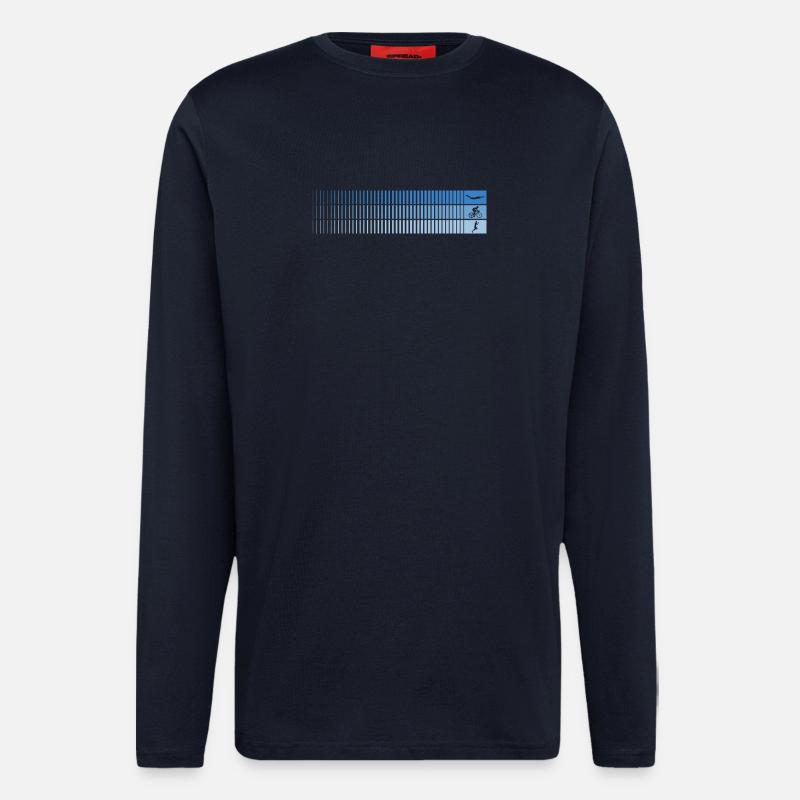 Azure Gradient Barcode Bird - Longsleeve - made by SPREAD  - DARK NAVY