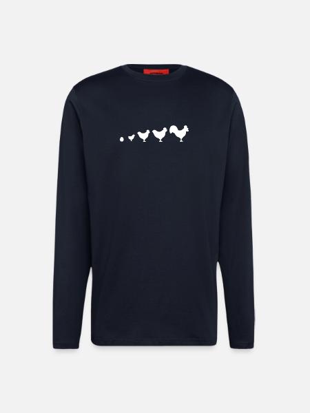 Evolution Farmer Chicken Rooster Funny - Longsleeve - made by SPREAD  - DARK NAVY