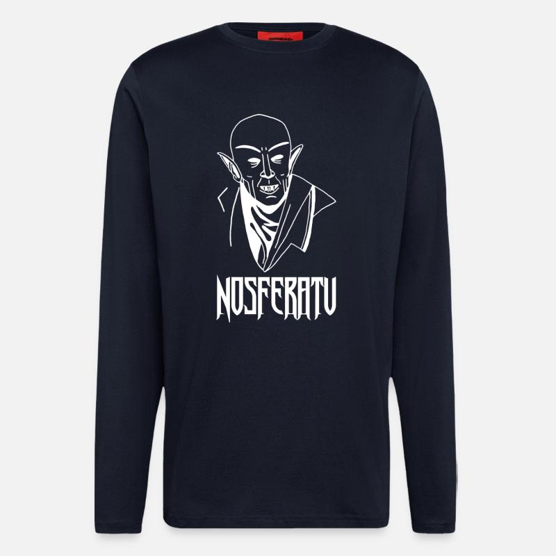 Nosferatu le vampire (blanc) - Manches longues bio décontracté fabriqué en UE - DARK NAVY