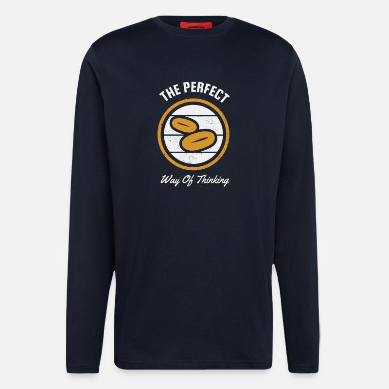 Die perfekte Denkweise: Kaffeebohnen - Manches longues bio décontracté fabriqué en UE - DARK NAVY