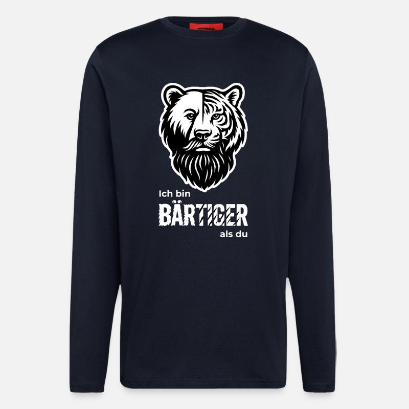 BEARDED Bear & Tiger Beard Pun - Longsleeve - made by SPREAD  - DARK NAVY