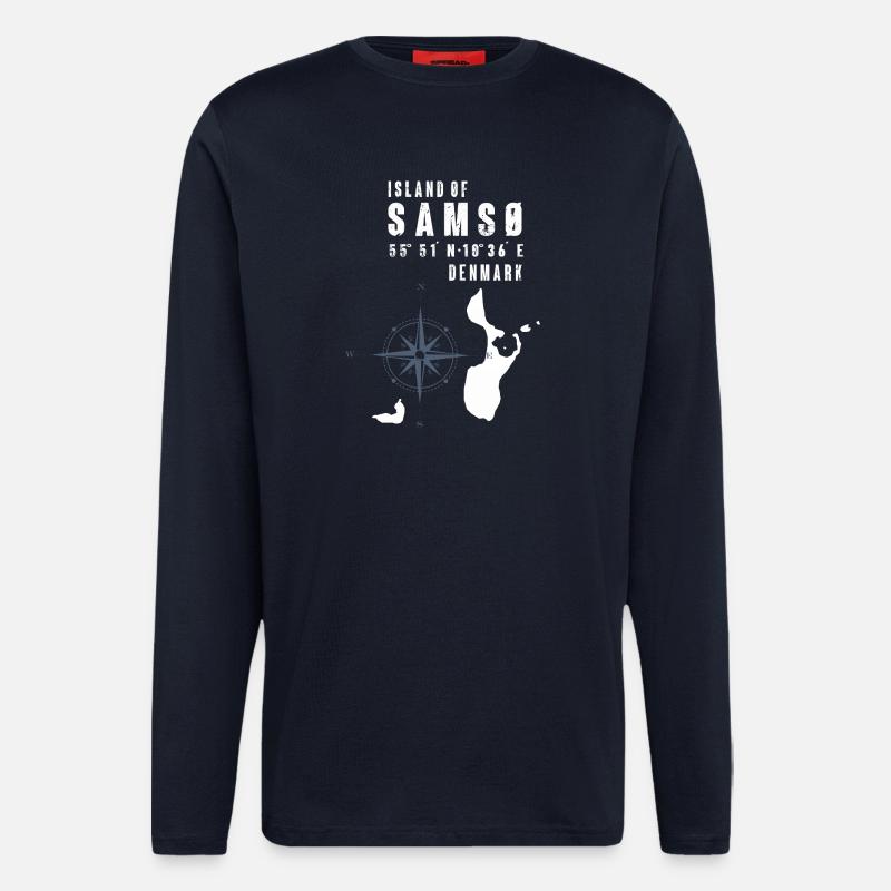 Samsø Samsoe Inselumriss Kompass - Langarmshirt - made by SPREAD  - DARK NAVY