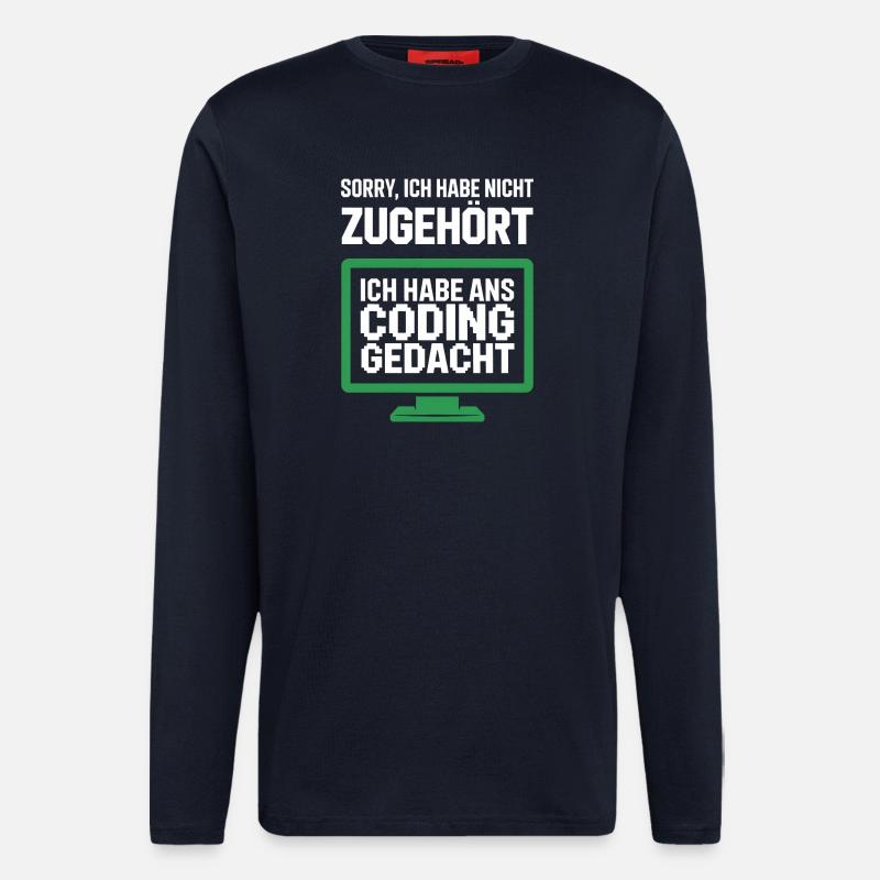 Affichage de la pensée de codage - Manches longues bio décontracté fabriqué en UE - DARK NAVY