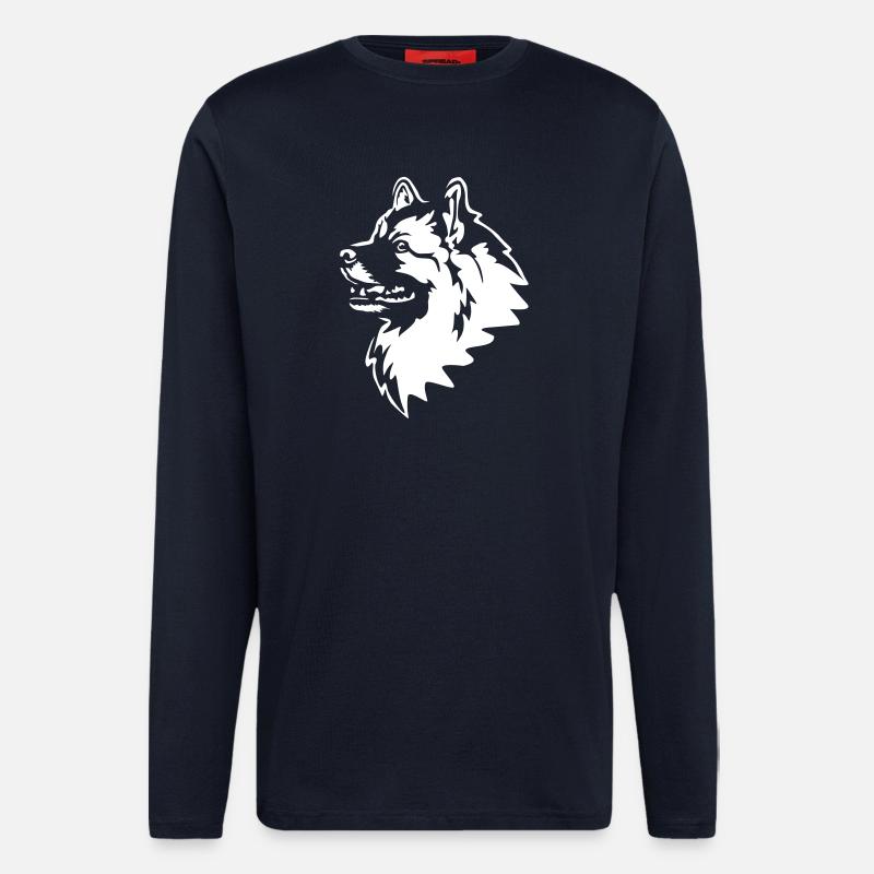 Wolfsspitz Kopf "Black Edition" - Langarmshirt - made by SPREAD - DARK NAVY