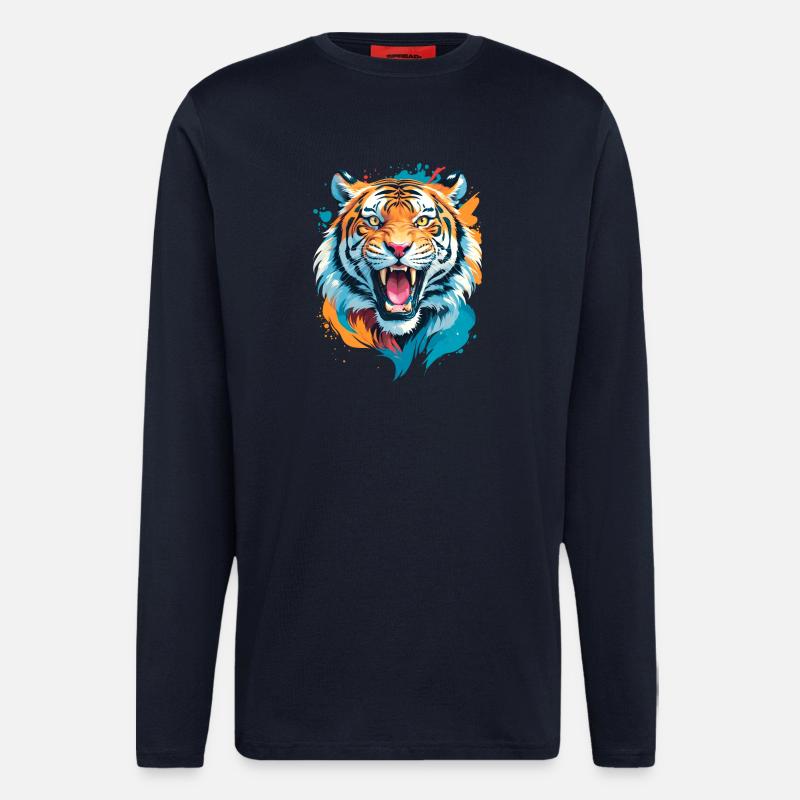 Nepal Tiger - Langarmshirt - made by SPREAD  - DARK NAVY