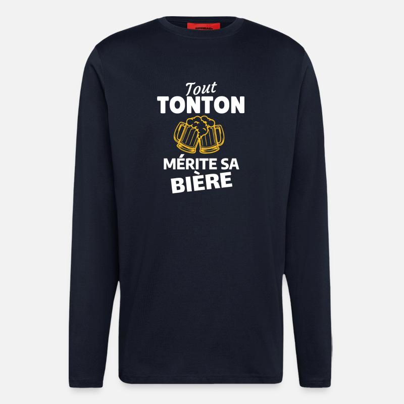 Jeder Onkel verdient sein Bier - Langarmshirt - made by SPREAD  - DARK NAVY