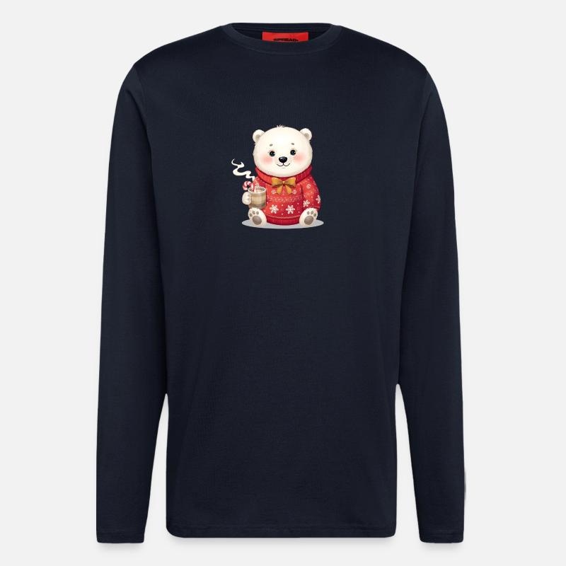 Eisbär im roten Weihnachtspullover - Langarmshirt - made by SPREAD  - DARK NAVY