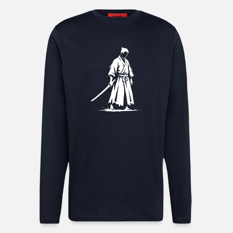 Sad Ronin Samurai Warrior - Manches longues bio décontracté fabriqué en UE - DARK NAVY