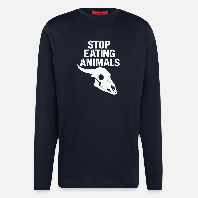 Stop Eating Animals Skull - Langarmshirt - made by SPREAD - DARK NAVY