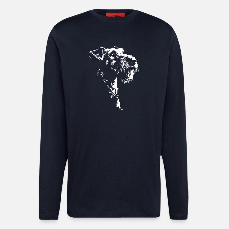 Airedale Terrier Silhouette Chien Wilsigns - Manches longues bio décontracté fabriqué en UE - DARK NAVY