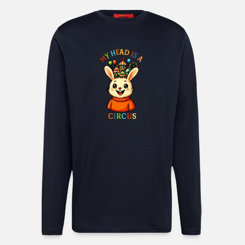 Mitt huvud är en cirkus - Organic Relaxed Longsleeve Made in EU - DARK NAVY