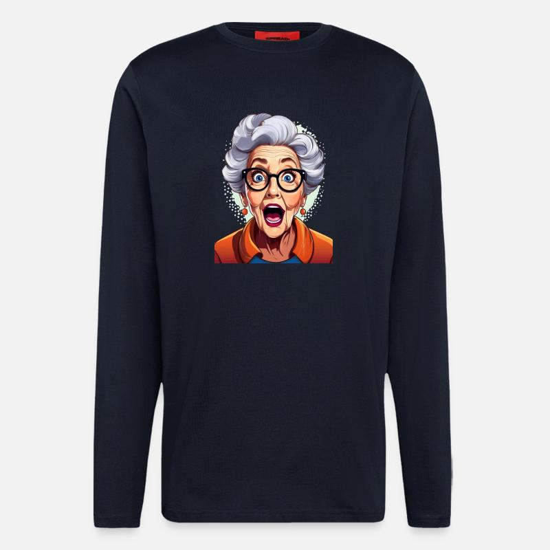 Erstaunte Großmutter - Langarmshirt - made by SPREAD  - DARK NAVY