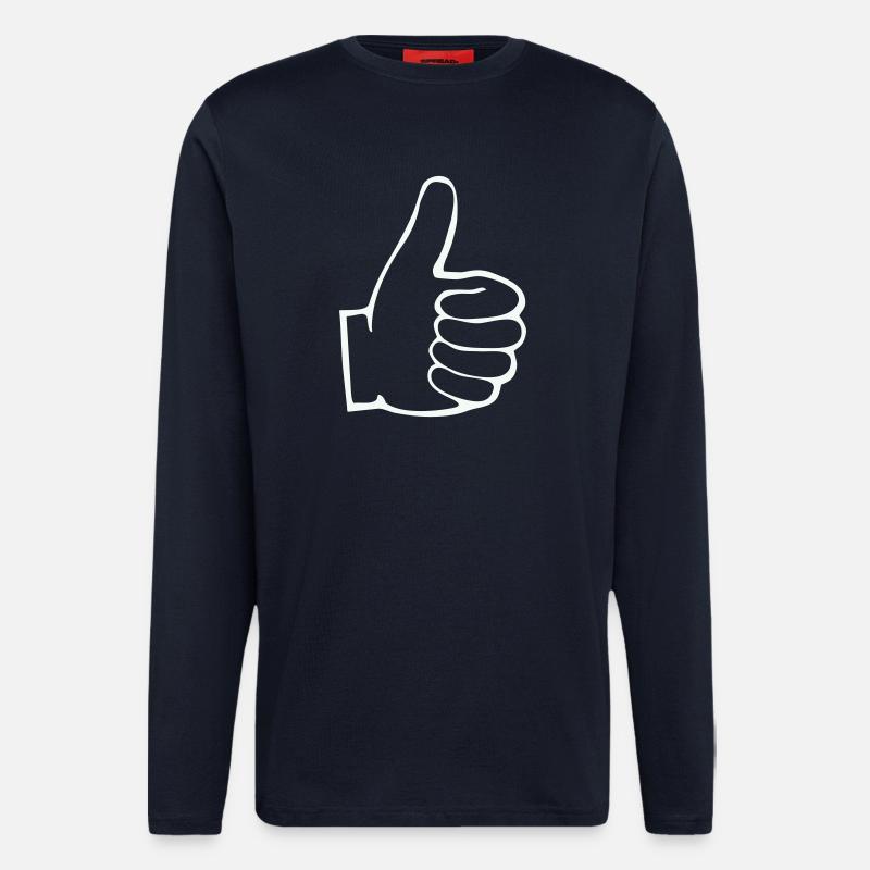 Plan du pouce levé - Manches longues bio décontracté fabriqué en UE - DARK NAVY