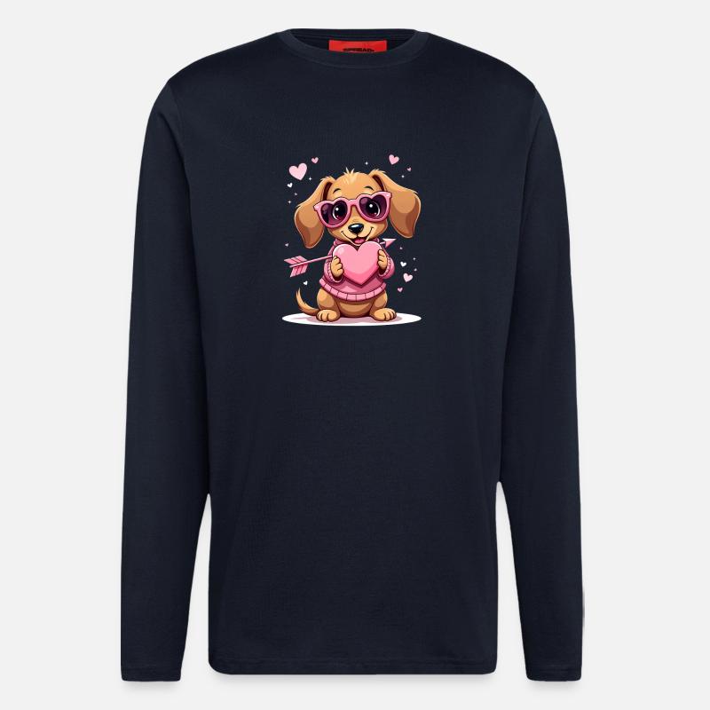 Dackel teckel teckel tekel - Manches longues bio décontracté fabriqué en UE - DARK NAVY