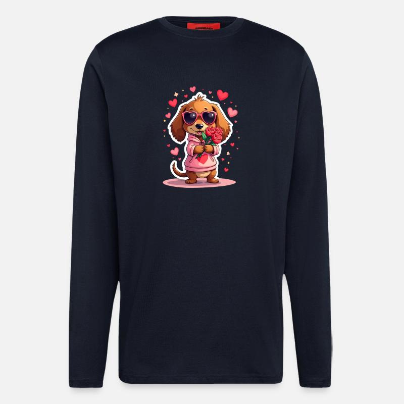 Dackel teckel teckel tekel - Manches longues bio décontracté fabriqué en UE - DARK NAVY