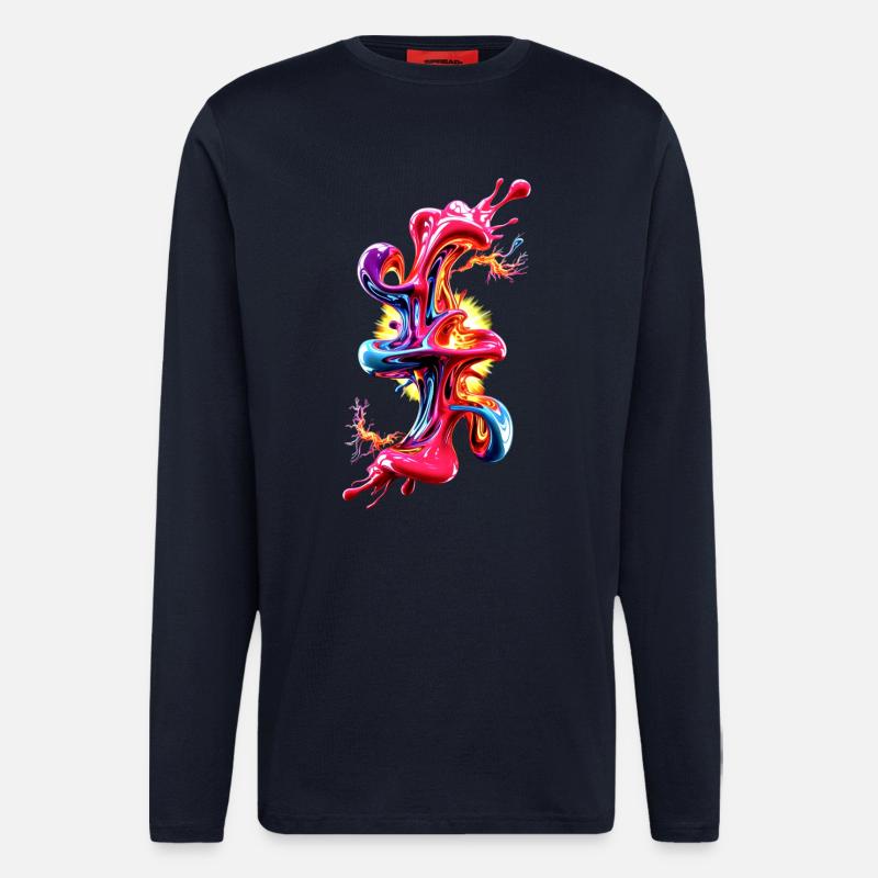 Abstraktes Liquid Art Fluid  - Langarmshirt - made by SPREAD  - DARK NAVY