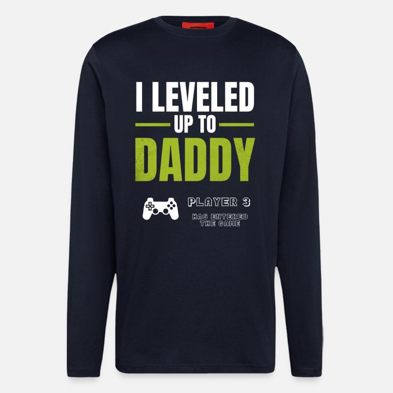 Level Up Daddy – Gamer Väterdesign - Langarmshirt - made by SPREAD  - DARK NAVY