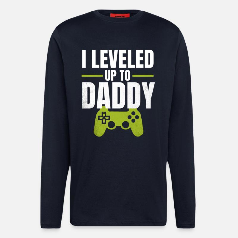 I Leveled Up to Daddy - Longsleeve - made by SPREAD  - DARK NAVY