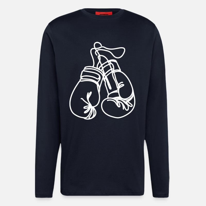 Dessin de gants de boxe - Manches longues bio décontracté fabriqué en UE - DARK NAVY