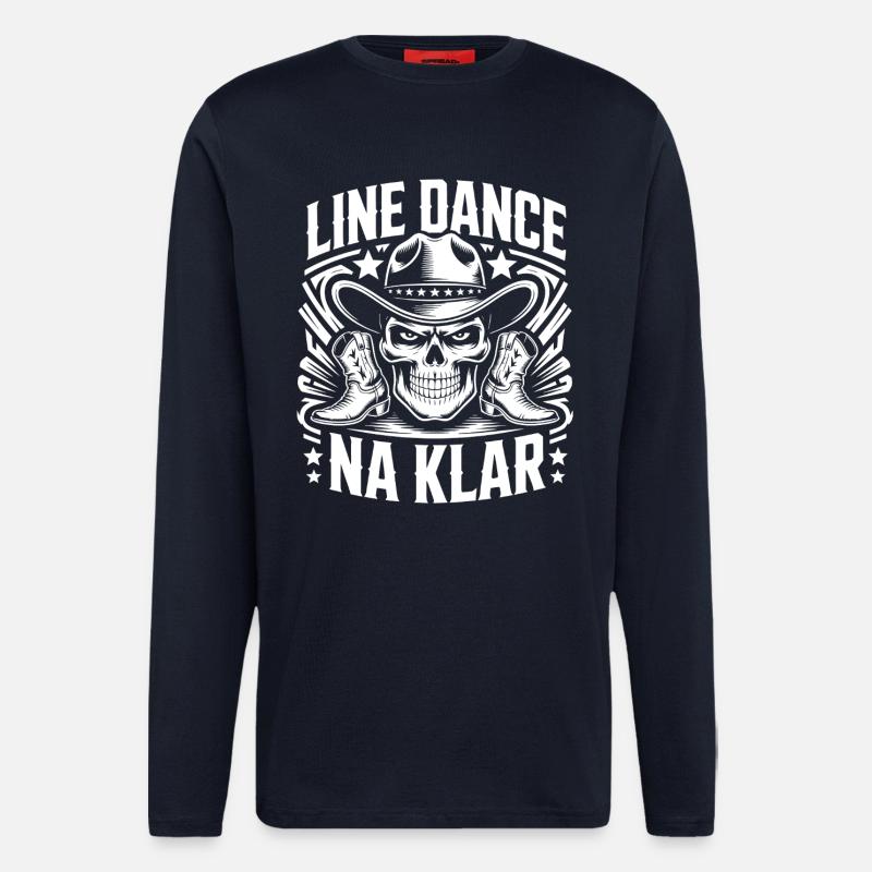 Line Dance Skull Cowboy - Longsleeve - made by SPREAD  - DARK NAVY