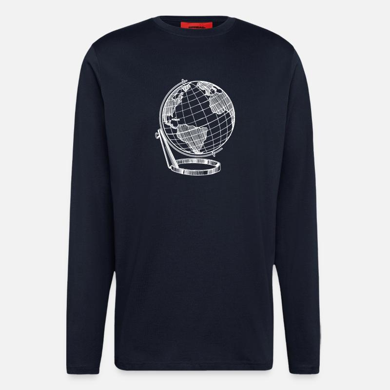 Globe parfait blanc voyage terre - Manches longues bio décontracté fabriqué en UE - DARK NAVY