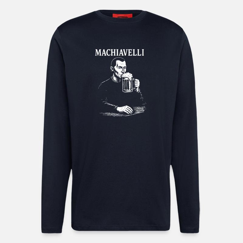 Machiavelli Brew Porträt - Langarmshirt - made by SPREAD - DARK NAVY