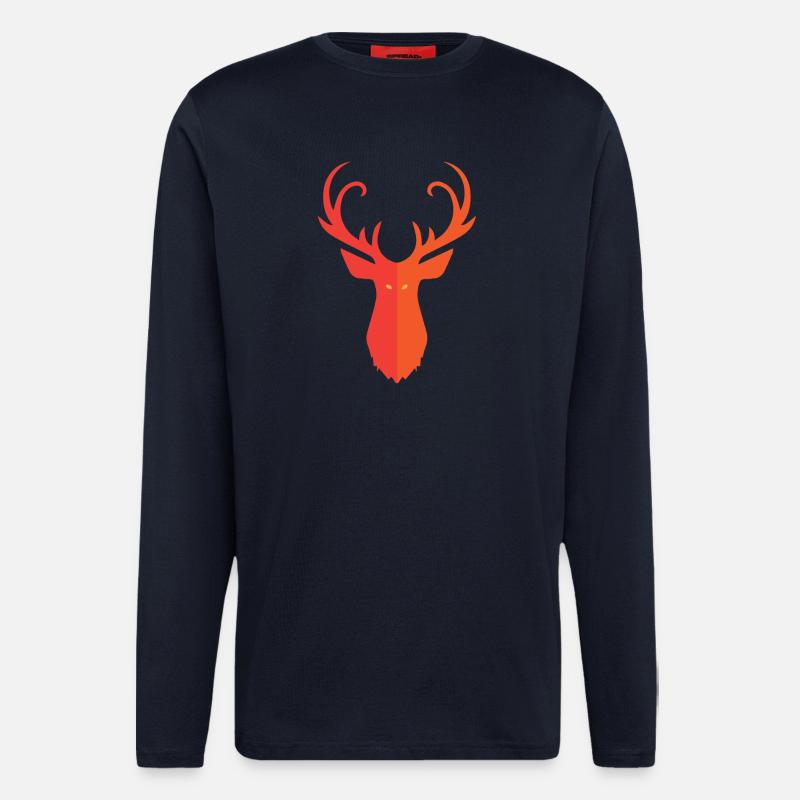 Roter Hirsch - Langarmshirt - made by SPREAD  - DARK NAVY