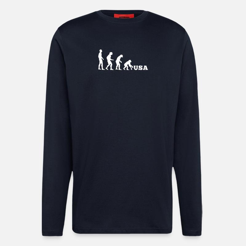 USA Evolution Backwards - Longsleeve - made by SPREAD  - DARK NAVY