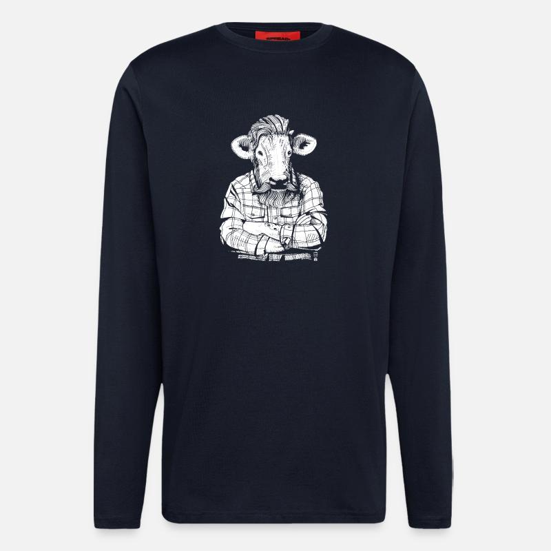 Mister Boeuf (version blanche) - Manches longues bio décontracté fabriqué en UE - DARK NAVY
