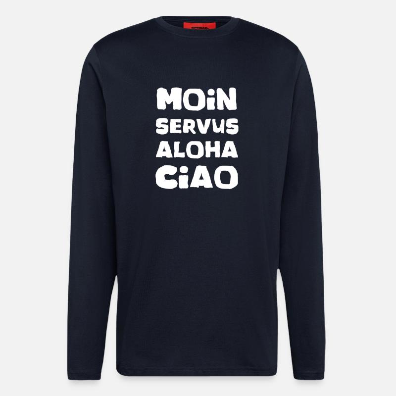 Moin servus aloha ciao - Manches longues bio décontracté fabriqué en UE - DARK NAVY