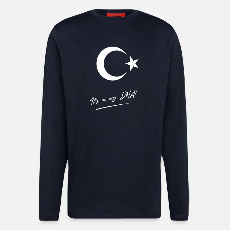 ADN turc – Pride Drapeau turc - Manches longues bio décontracté fabriqué en UE - DARK NAVY
