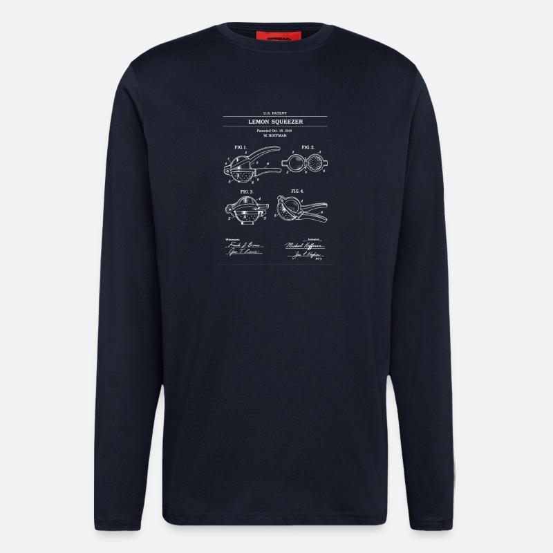 Lemon Squeezer Patentlinien-Kunst - Langarmshirt - made by SPREAD  - DARK NAVY