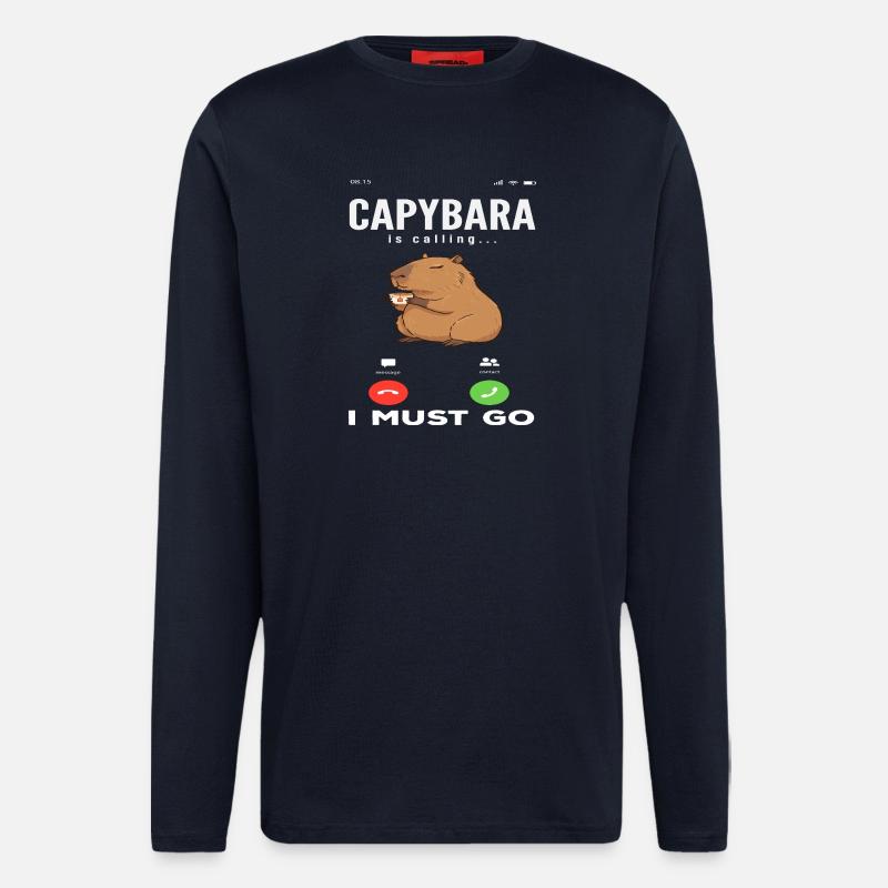 Phone Call Calling Capybaras Cute - Longsleeve - made by SPREAD - DARK NAVY