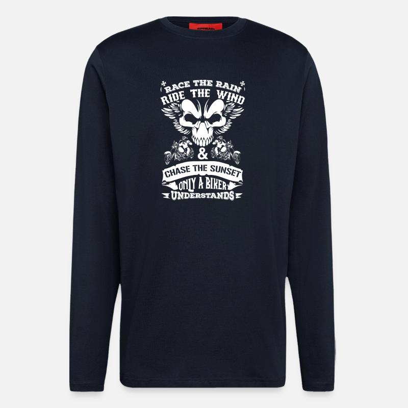 Biker Motorcycle Mopped Driver - Longsleeve - made by SPREAD - DARK NAVY
