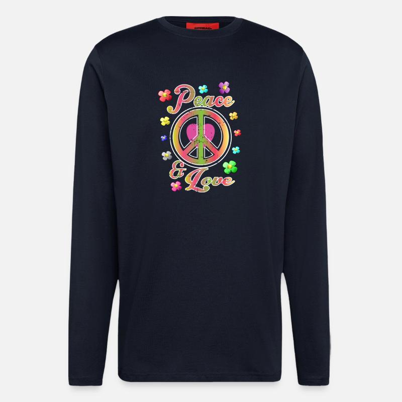 Frieden und Liebe - Langarmshirt - made by SPREAD  - DARK NAVY