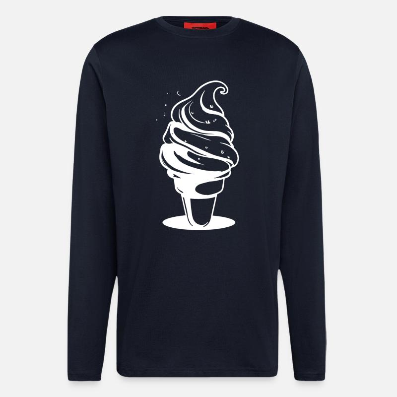Dessin de crème glacée molle - Manches longues bio décontracté fabriqué en UE - DARK NAVY