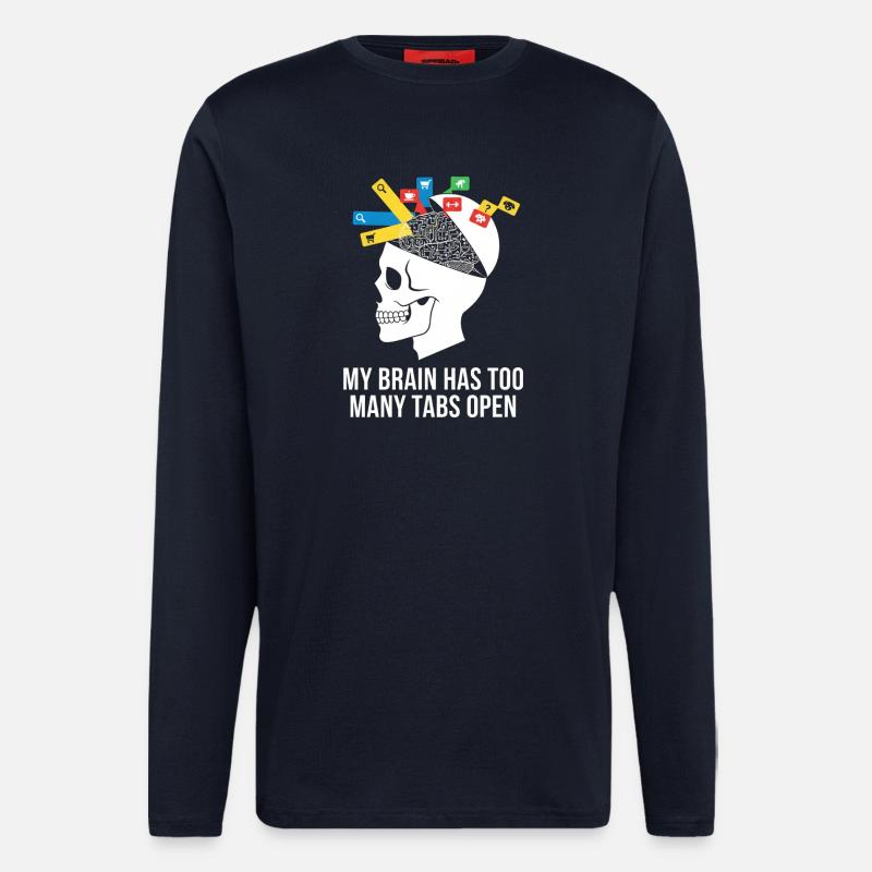 Tabs Open Skull Brain Meme - Longsleeve - made by SPREAD  - DARK NAVY