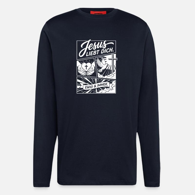 Jesus liebt dich Collage - Langarmshirt - made by SPREAD  - DARK NAVY