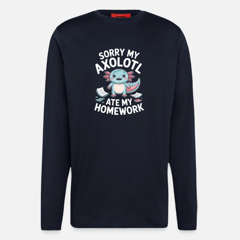 Cute Axolotl Homework Mishap - Longsleeve - made by SPREAD  - DARK NAVY