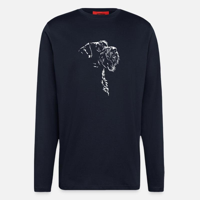 Silhouette de Schnauzer géant Chien Wilsigns - Manches longues bio décontracté fabriqué en UE - DARK NAVY