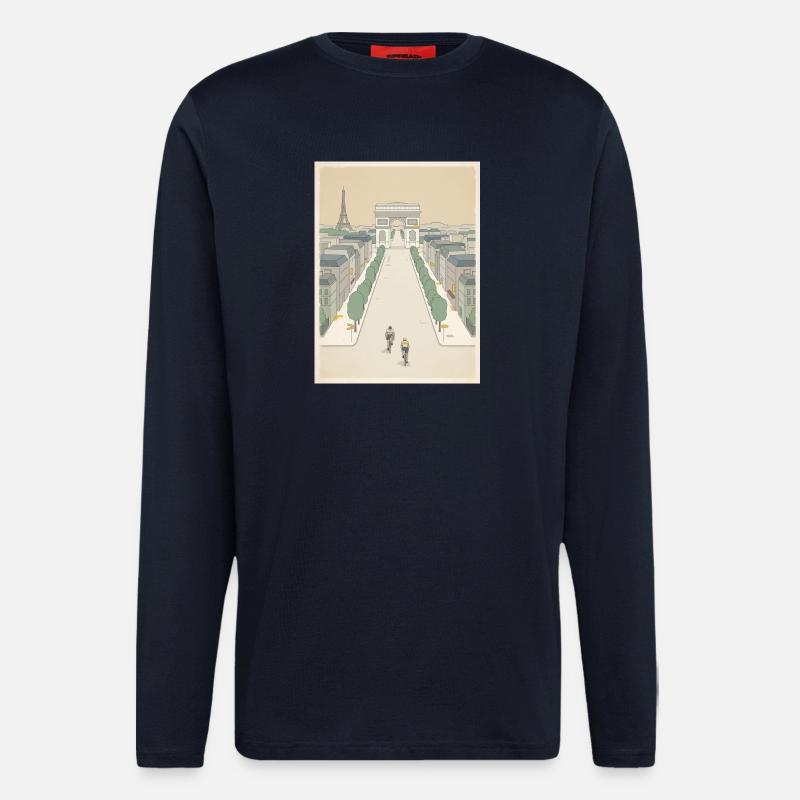 Arrivée à Paris — Souvenir du cyclisme - Manches longues bio décontracté fabriqué en UE - DARK NAVY