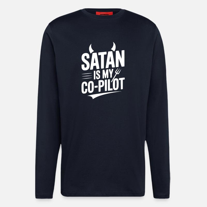 Satan Is My Co-Pilot - Longsleeve - made by SPREAD - DARK NAVY