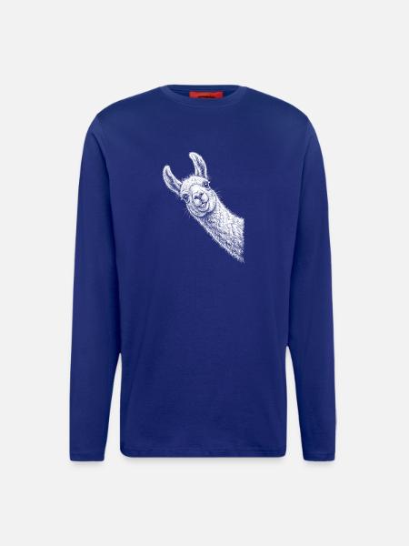 Funny peeking llama - Longsleeve - made by SPREAD  - DARK NAVY