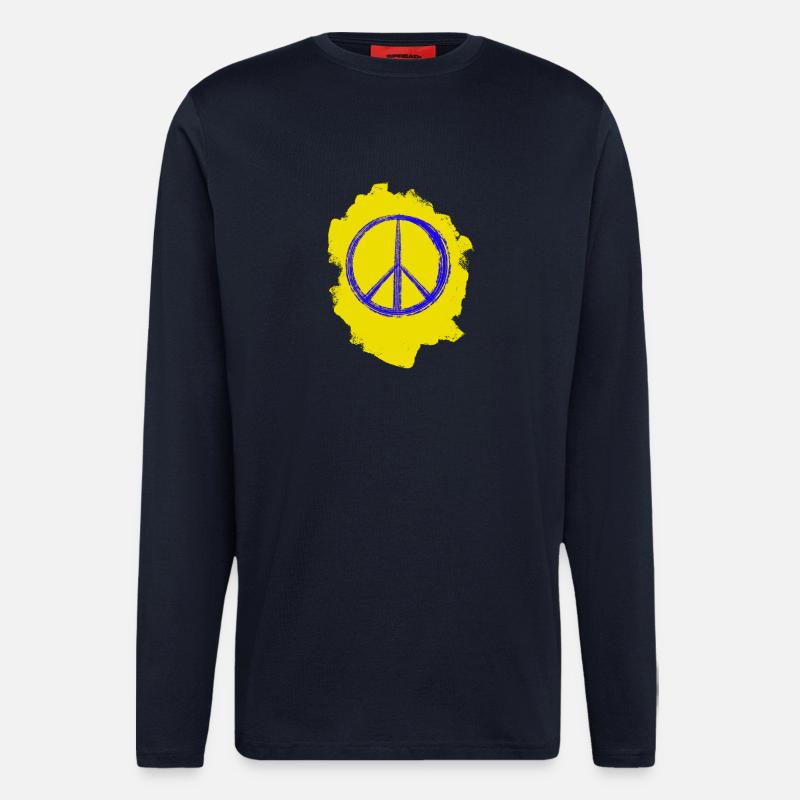 Solidarité Paix – Couleurs de l’Ukraine - Manches longues bio décontracté fabriqué en UE - DARK NAVY