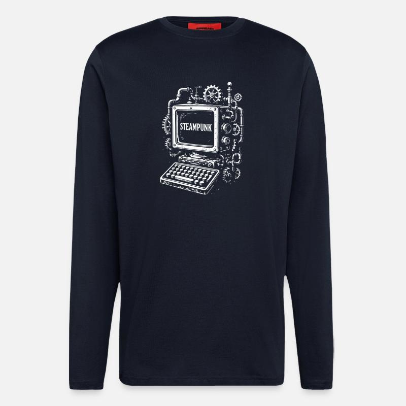Steampunk Computer Getriebe - Langarmshirt - made by SPREAD  - DARK NAVY
