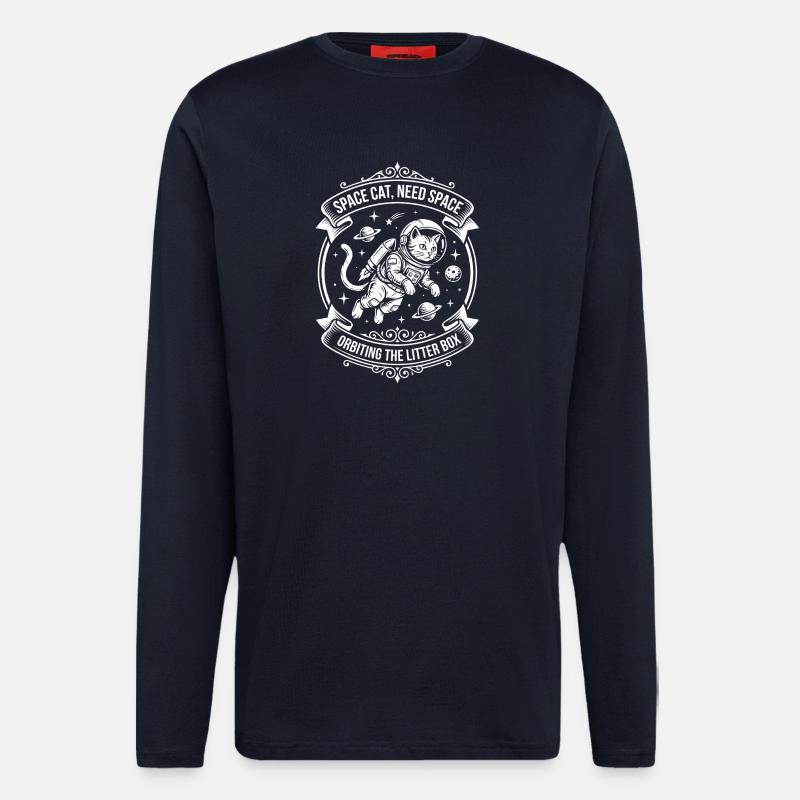 Space Cat – Need Space - Langarmshirt - made by SPREAD - DARK NAVY