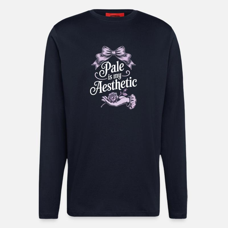 Pale Aesthetic Script with Bow - Longsleeve - made by SPREAD  - DARK NAVY