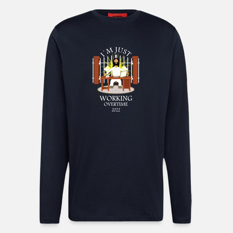 Gott macht Überstunden - Langarmshirt - made by SPREAD  - DARK NAVY