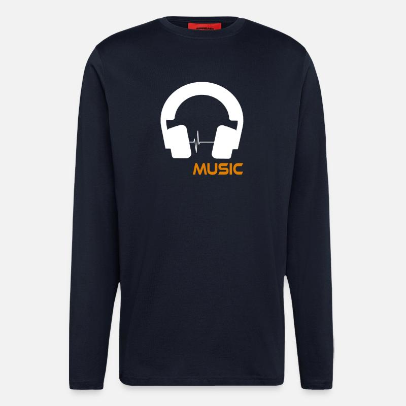 Musikwellen-Headset-Logo - Langarmshirt - made by SPREAD  - DARK NAVY