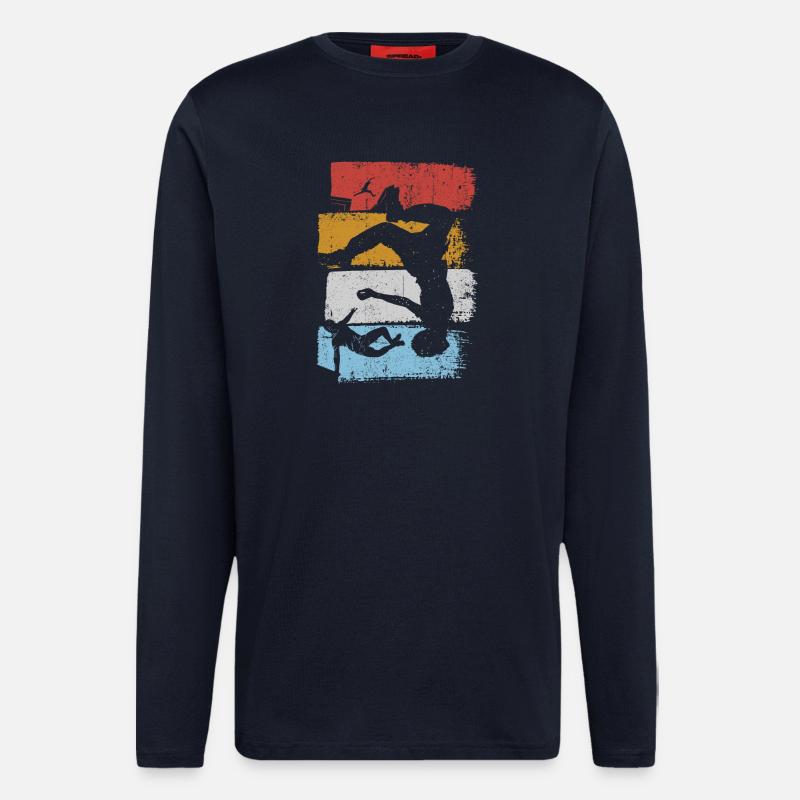 Stripes Sunset Diver Silhouette - Langarmshirt - made by SPREAD  - DARK NAVY